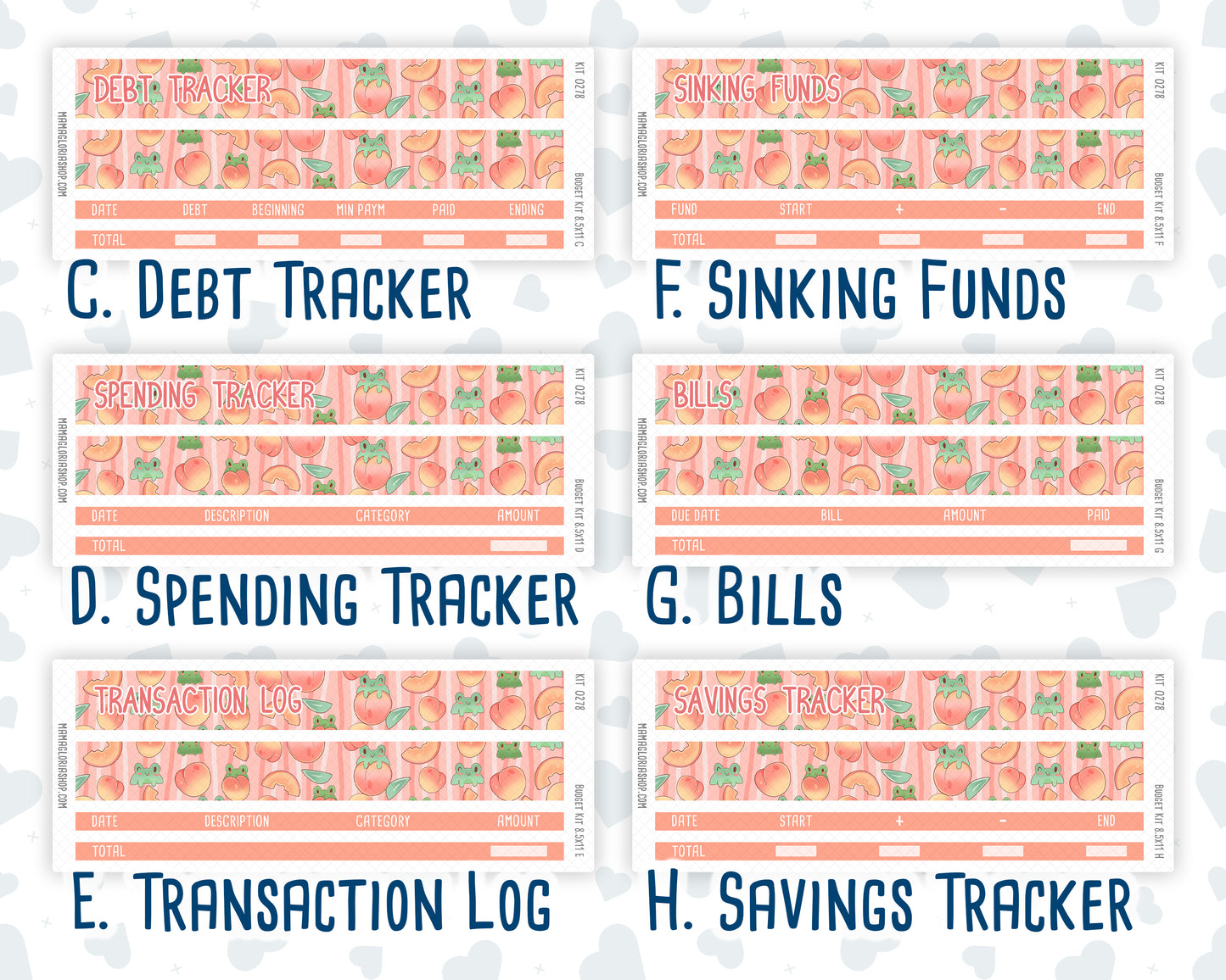 Kit 0278 - Budget - For 8.5x11 Planners | Notebooks - August - Oops, All Peaches