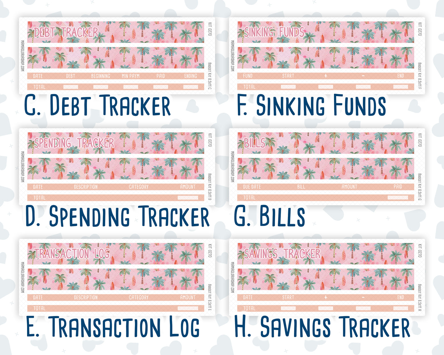 Kit 0270 - Budget - For 8.5x11 Planners | Notebooks - June - Beachside Bliss