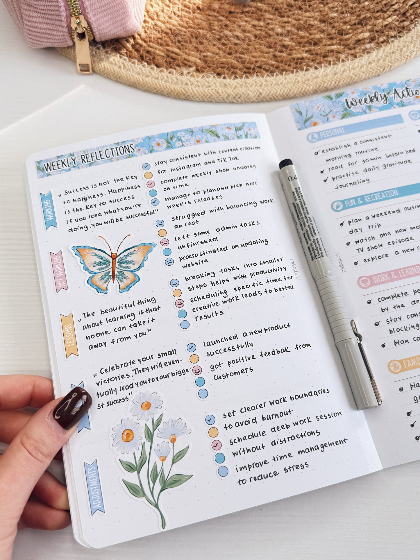 Kit 0253 - 7x9 | A5 MakseLife - Weekly Actions & Reflections - February - Rosy Daydreams