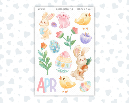 Kit 0260 - Clipart - For Planners | Notebooks | Journals - April - Pastel Egg Hunt