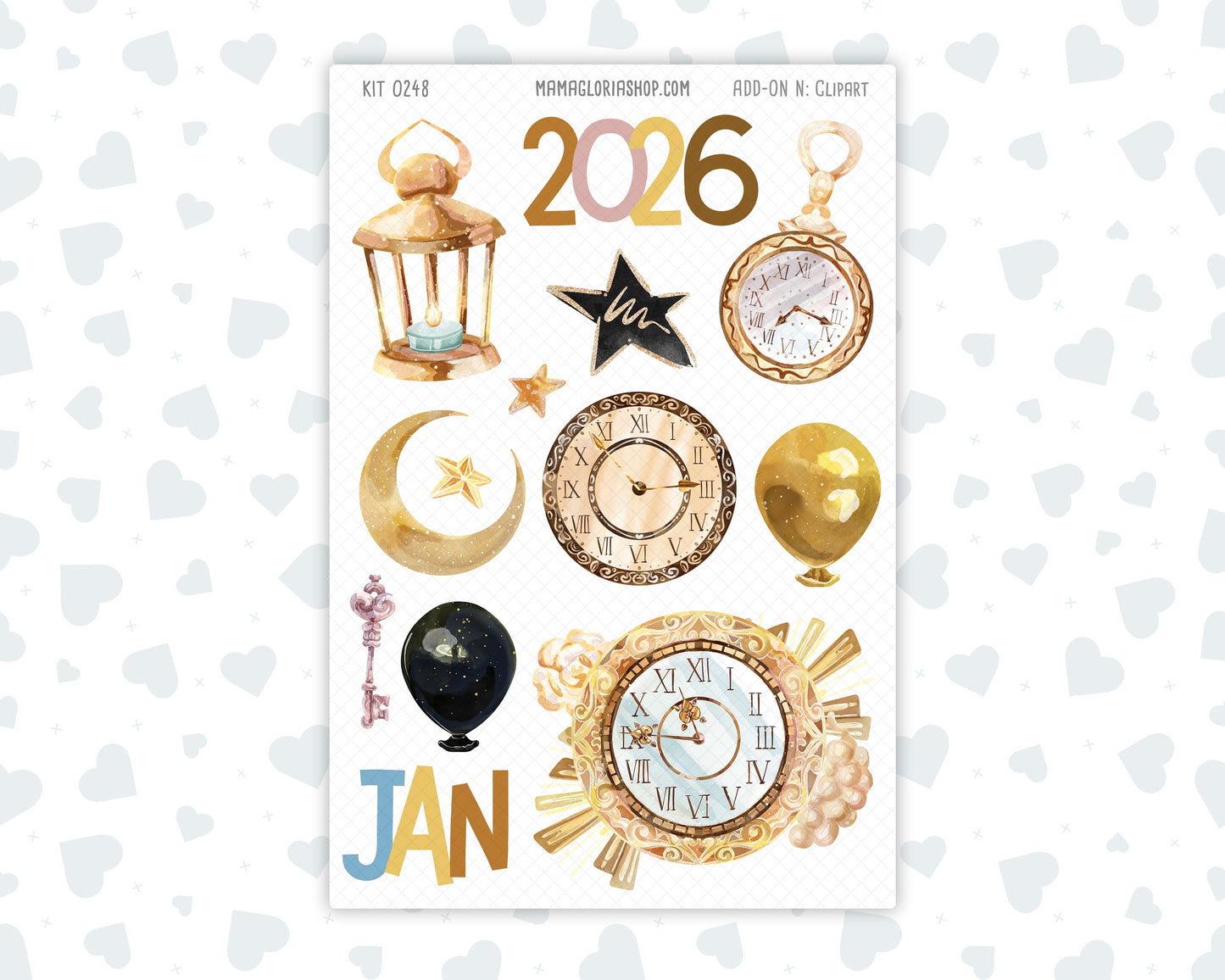 Kit 0248 - Clipart - For Planners | Notebooks | Journals - January - Midnight Countdown