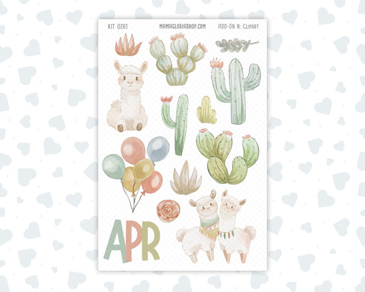 Kit 0261 - Clipart - For Planners | Notebooks | Journals - April - Llama Spring