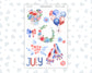Kit 0273 - Clipart - For Planners | Notebooks | Journals - July - Americana In Bloom