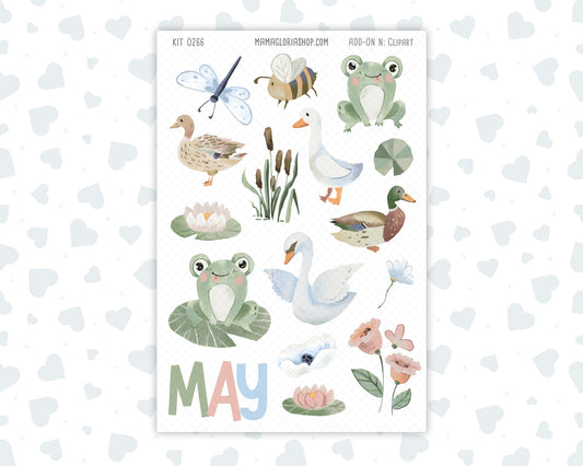 Kit 0266 - Clipart - For Planners | Notebooks | Journals - May - Froggy Lake Picnic