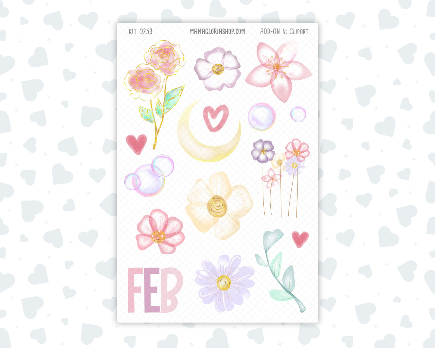 Kit 0253 - Clipart - For Planners | Notebooks | Journals - February - Rosy Daydreams