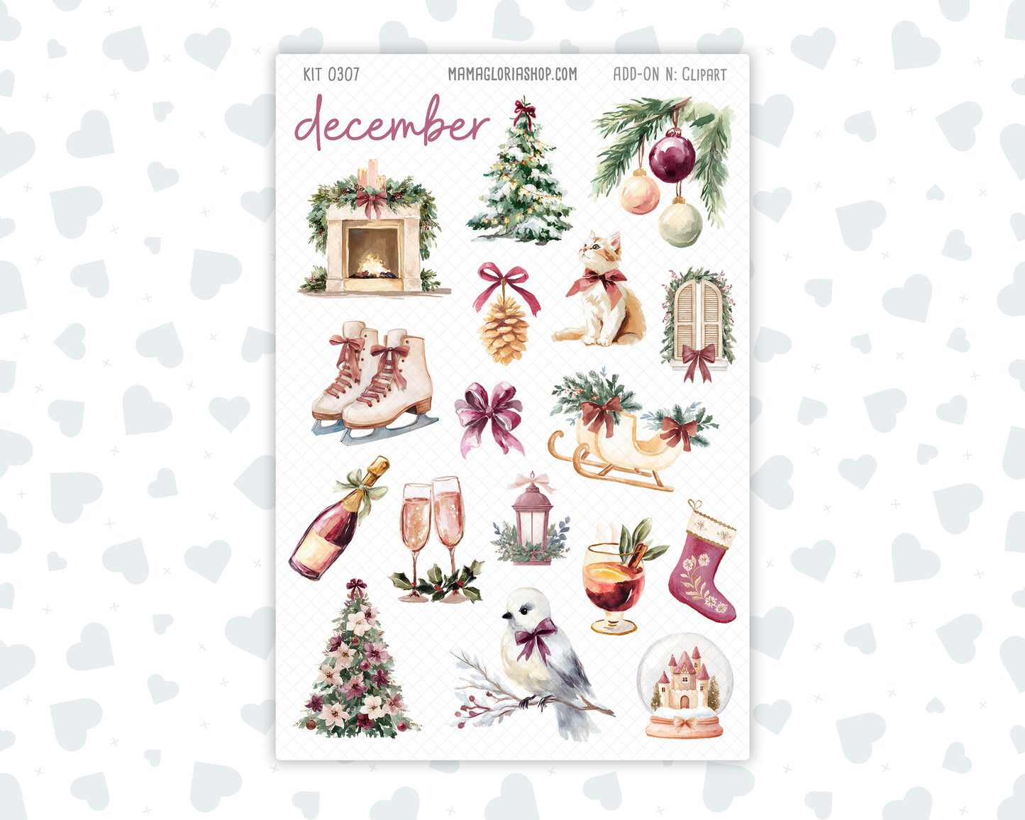 Kit 0307 - Clipart - For Planners | Notebooks | Journals - December - Velvet Hearth