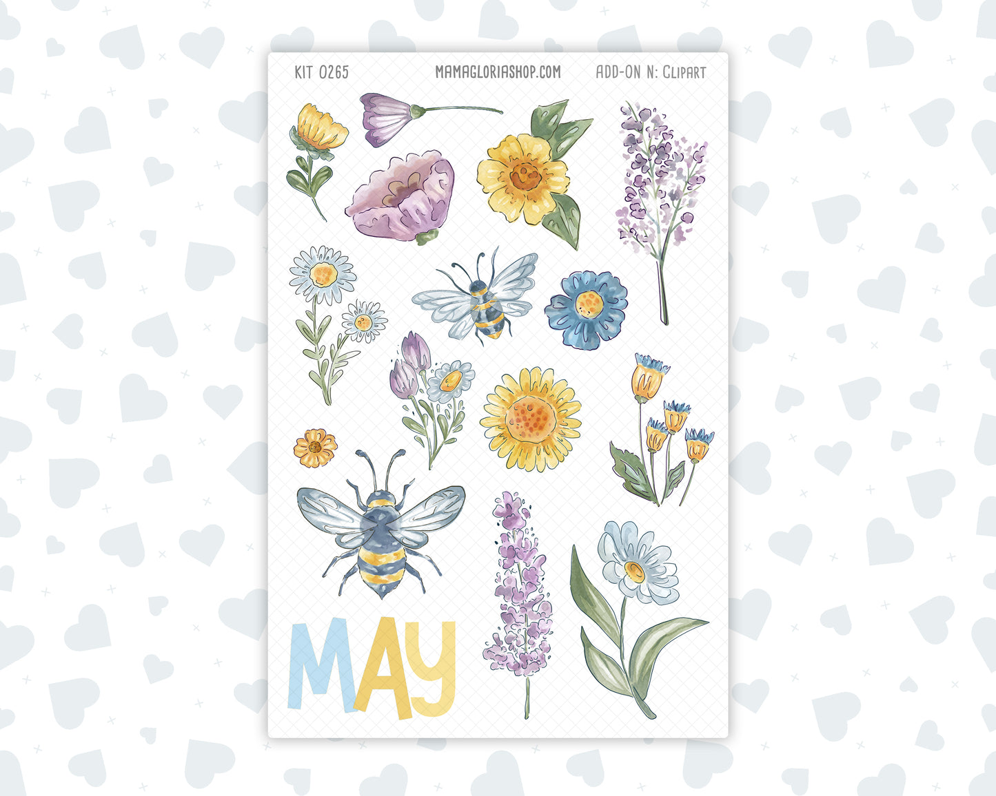 Kit 0265 - Clipart - For Planners | Notebooks | Journals - May - Honeybee Sky
