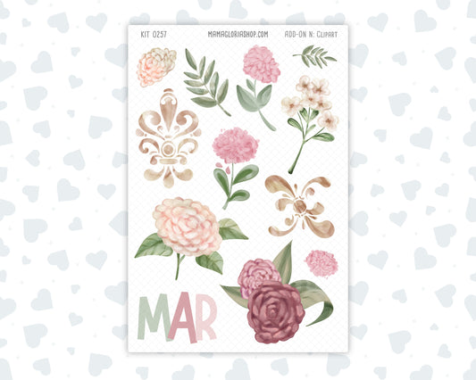 Kit 0257 - Clipart - For Planners | Notebooks | Journals - March - Blush Garden