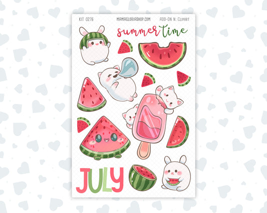 Kit 0276 - Clipart - For Planners | Notebooks | Journals - July - Melon Crush