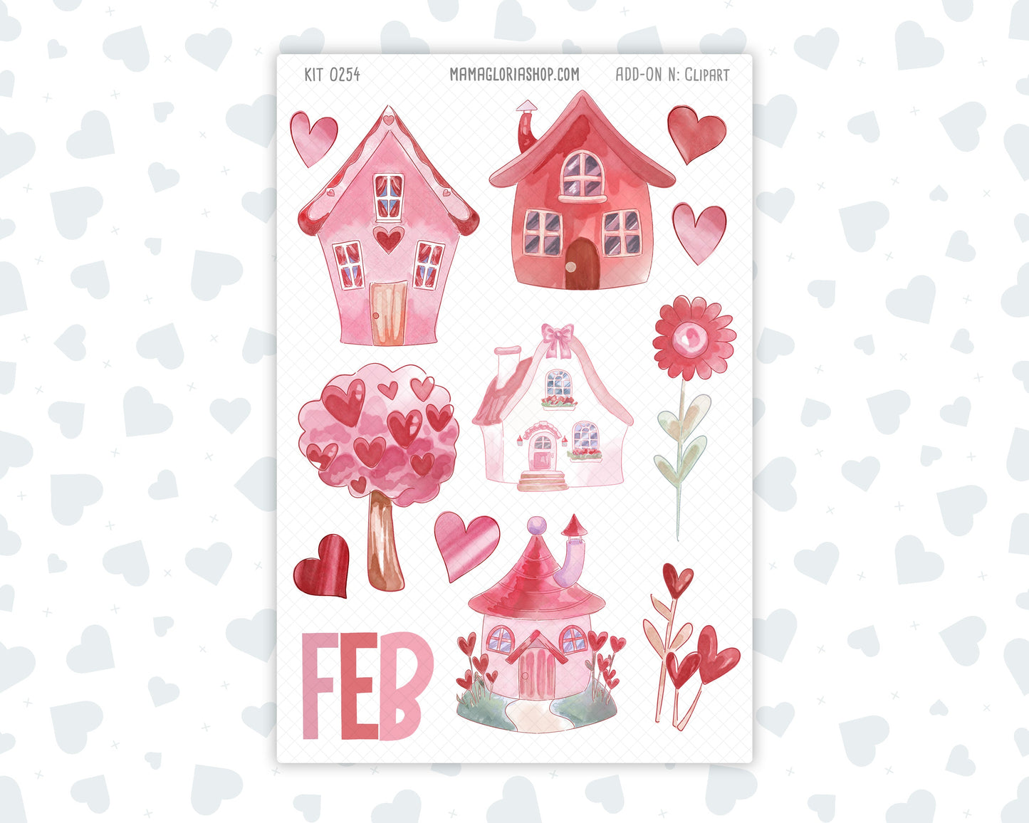 Kit 0254 - Clipart - For Planners | Notebooks | Journals - February - Valentine Village