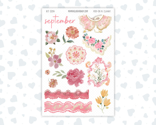 Kit 0294 - Clipart - For Planners | Notebooks | Journals - September - Rosy Reveria