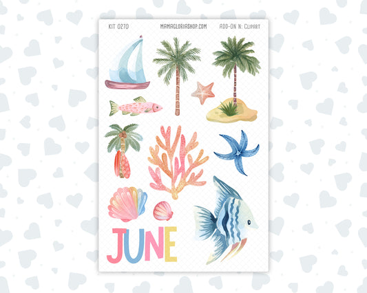 Kit 0270 - Clipart - For Planners | Notebooks | Journals - June - Beachside Bliss