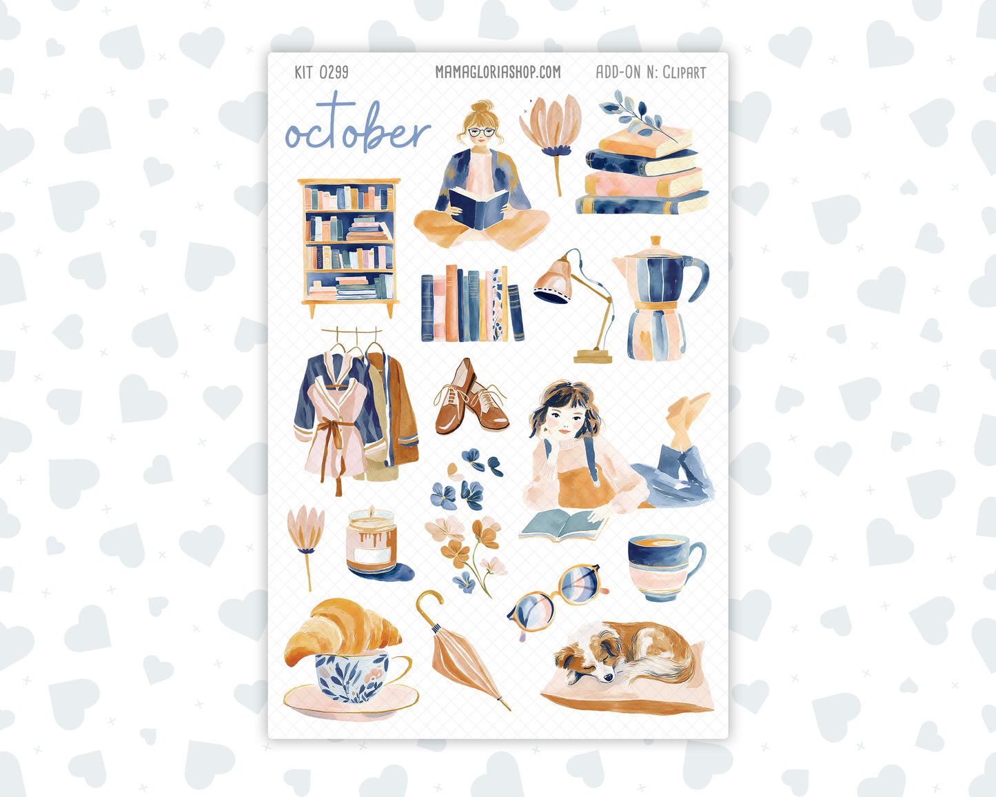Kit 0299 - Clipart - For Planners | Notebooks | Journals - October - Book Nook