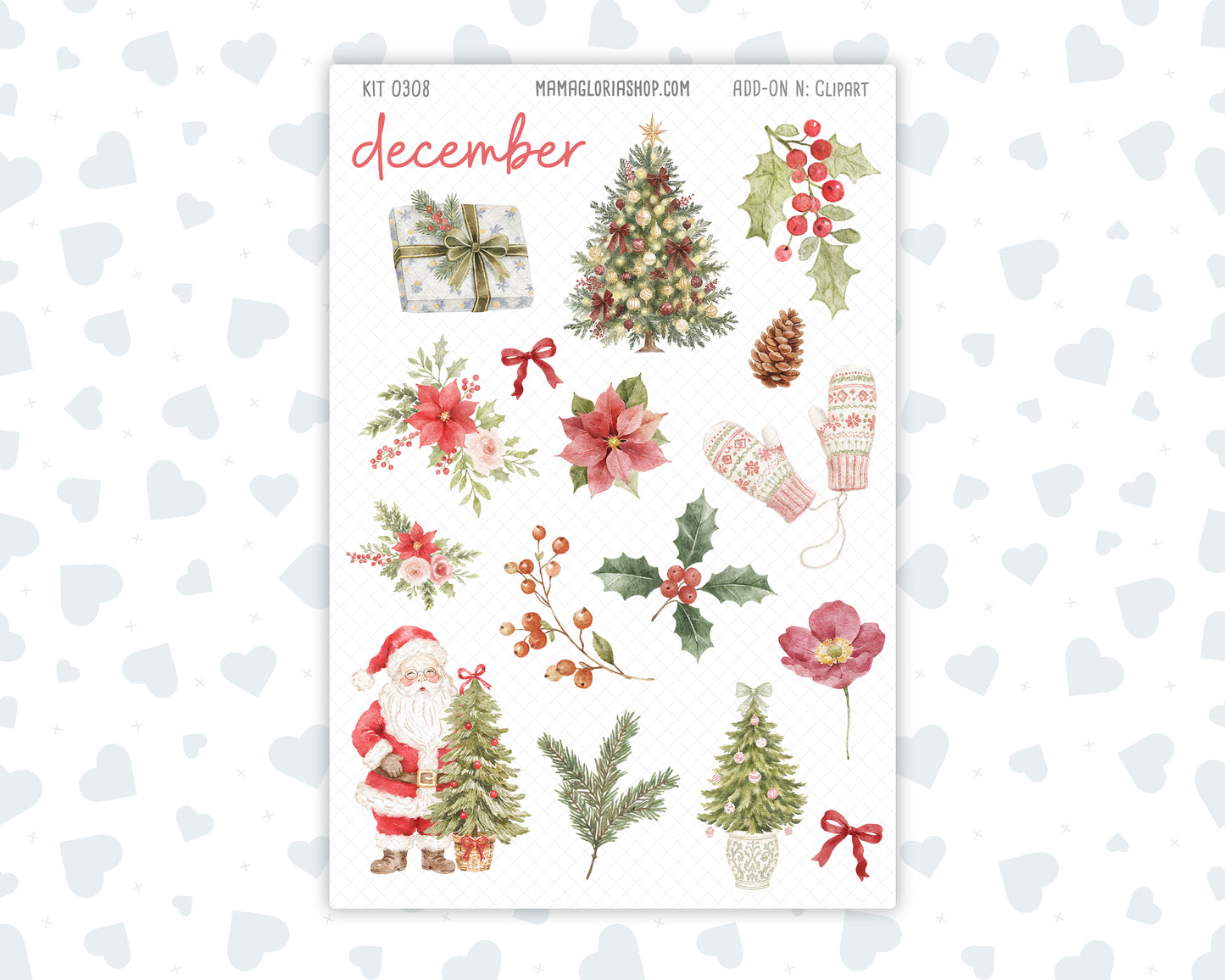 Kit 0308 - Clipart - For Planners | Notebooks | Journals - December - Knit & Holly