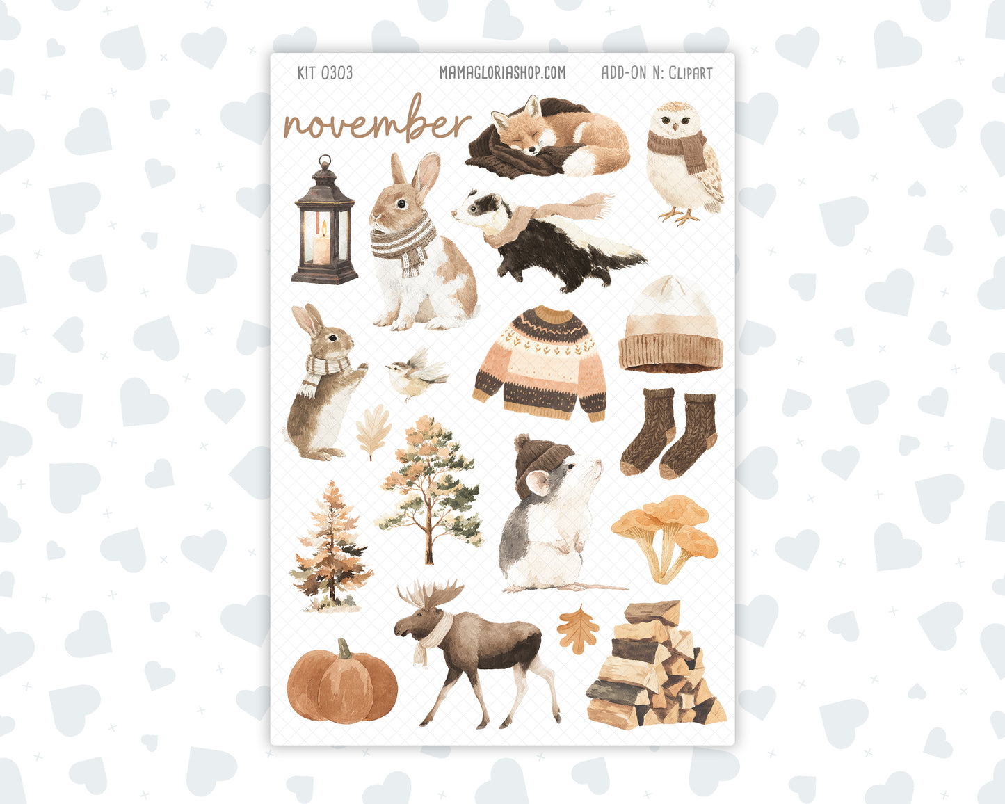 Kit 0303 - Clipart - For Planners | Notebooks | Journals - November - Into The Woods