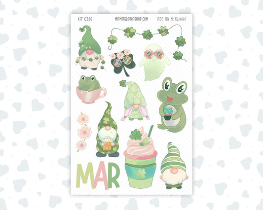 Kit 0256 - Clipart - For Planners | Notebooks | Journals - March - Froggy Luck