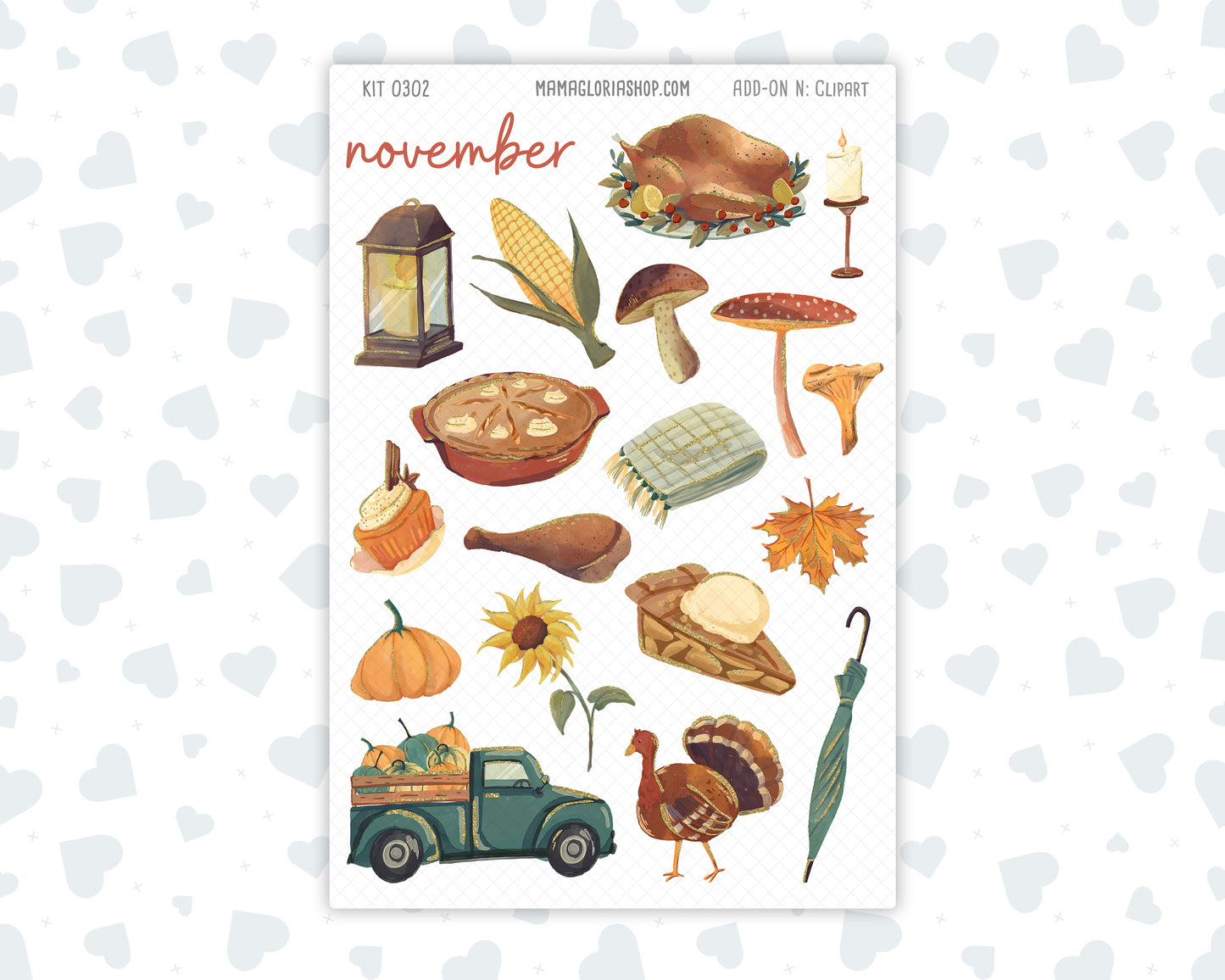 Kit 0302 - Clipart - For Planners | Notebooks | Journals - November - Thankful Season
