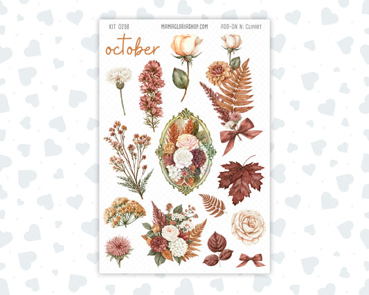 Kit 0298 - Clipart - For Planners | Notebooks | Journals - October - Velvet Bloom