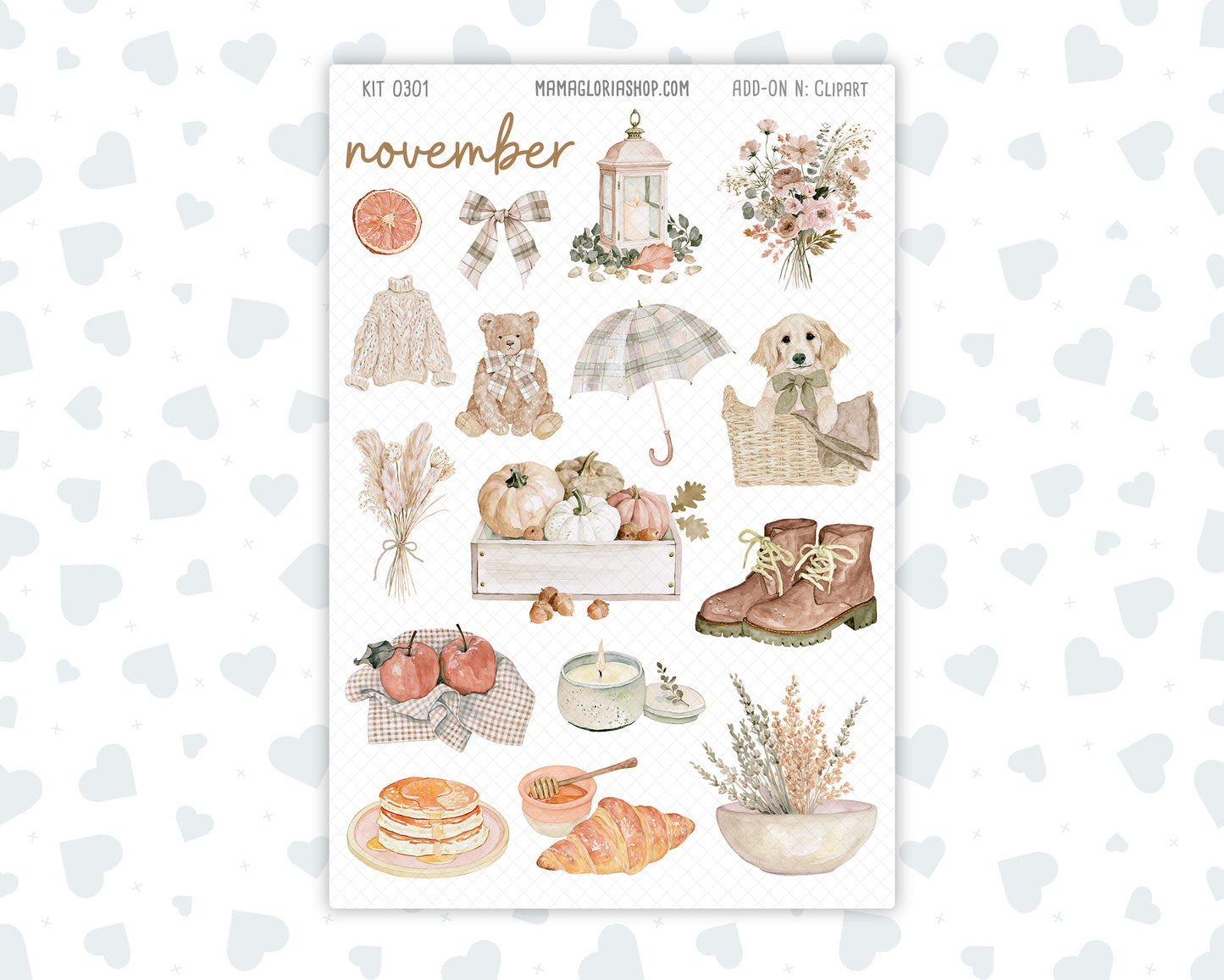 Kit 0301 - Clipart - For Planners | Notebooks | Journals - November - Sunday Comfort