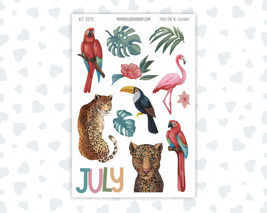 Kit 0275 - Clipart - For Planners | Notebooks | Journals - July - Tropical Safari Blush