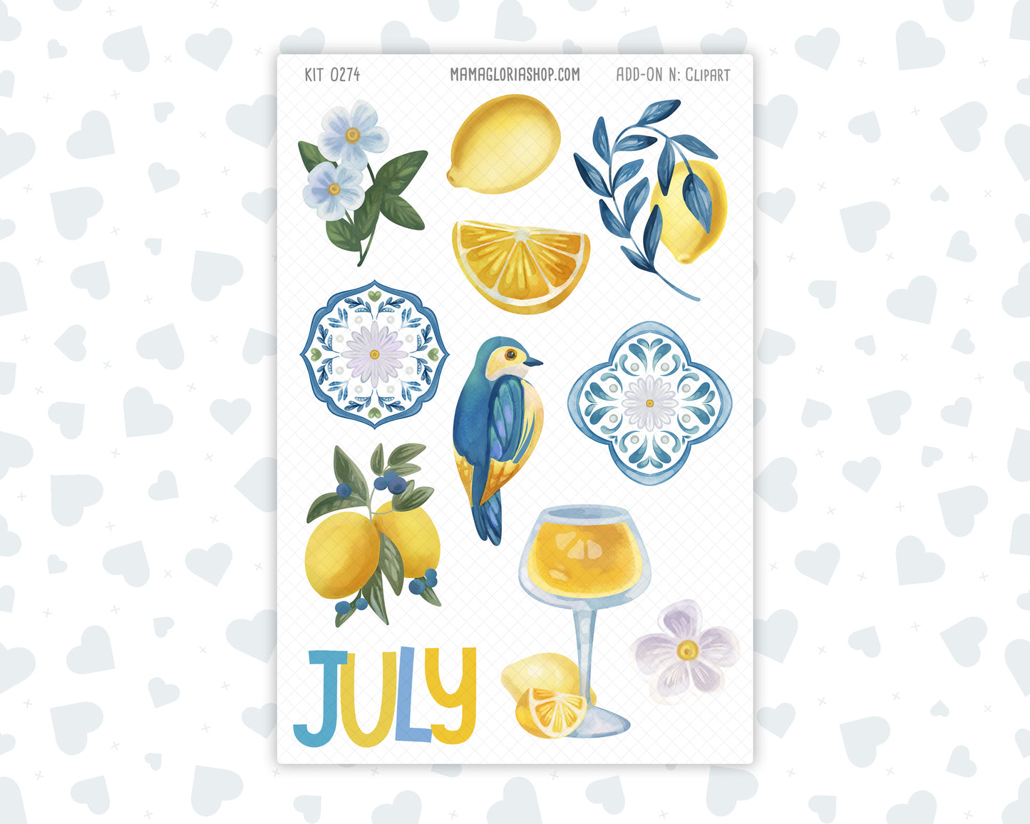 Kit 0274 - Clipart - For Planners | Notebooks | Journals - July - Sunny Lemon Shore