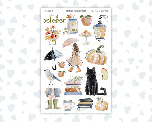 Kit 0300 - Clipart - For Planners | Notebooks | Journals - October - Autumn Stroll
