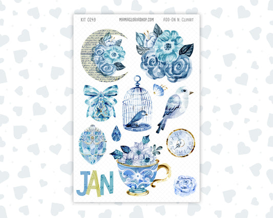 Kit 0249 - Clipart - For Planners | Notebooks | Journals - January - Icy Lace