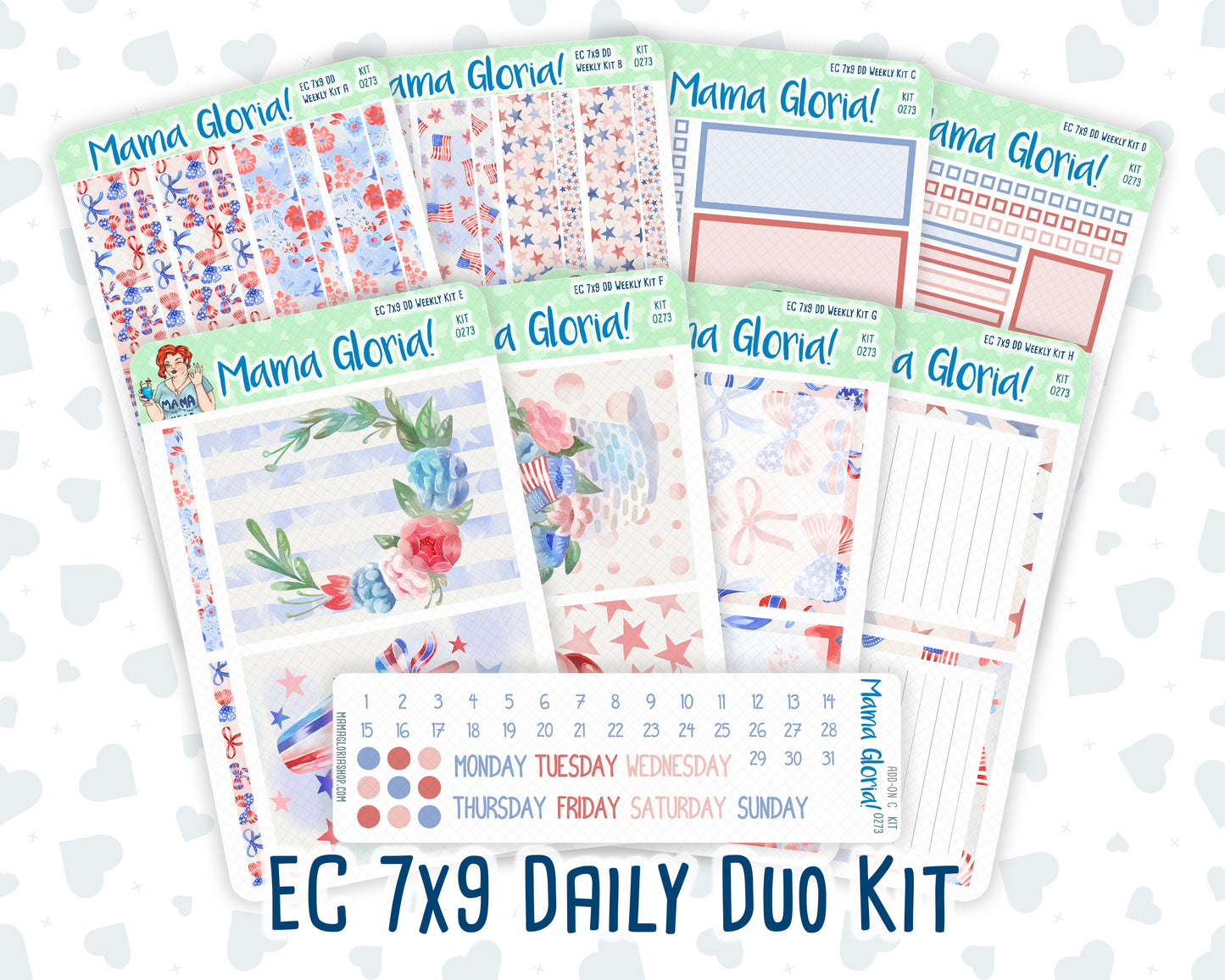 Kit 0273 - 7x9 - Daily Duo - Weekly Kit - July - Americana In Bloom