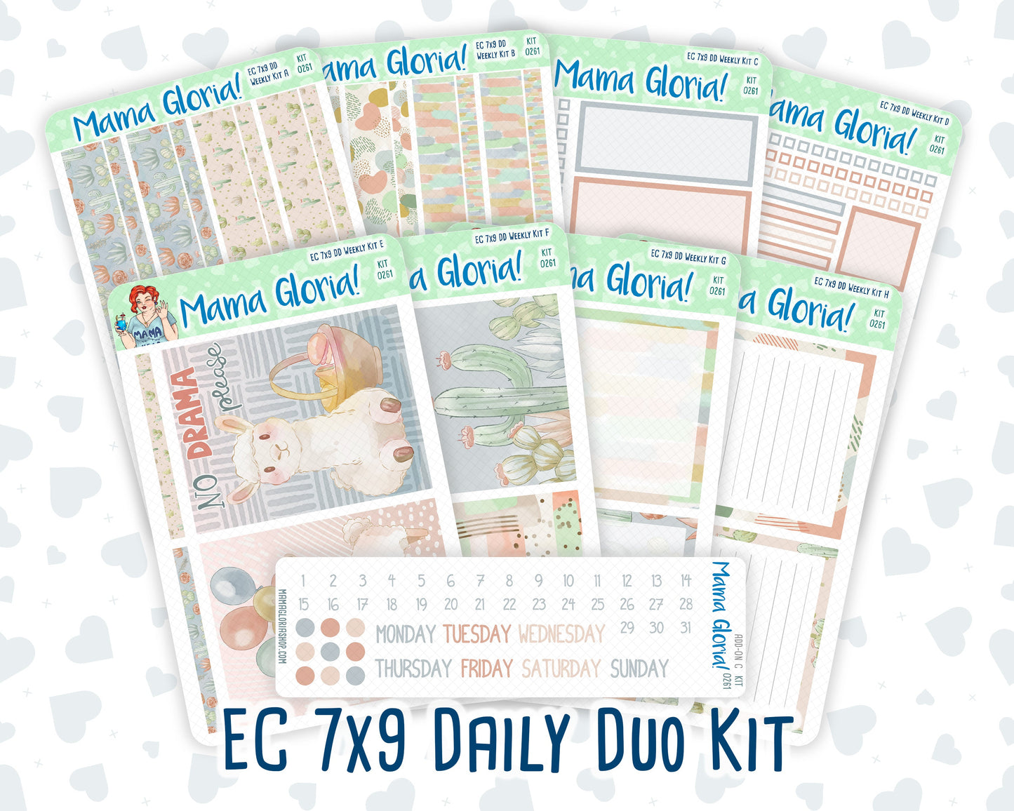 Kit 0261 - 7x9 - Daily Duo - Weekly Kit - April - Llama Spring