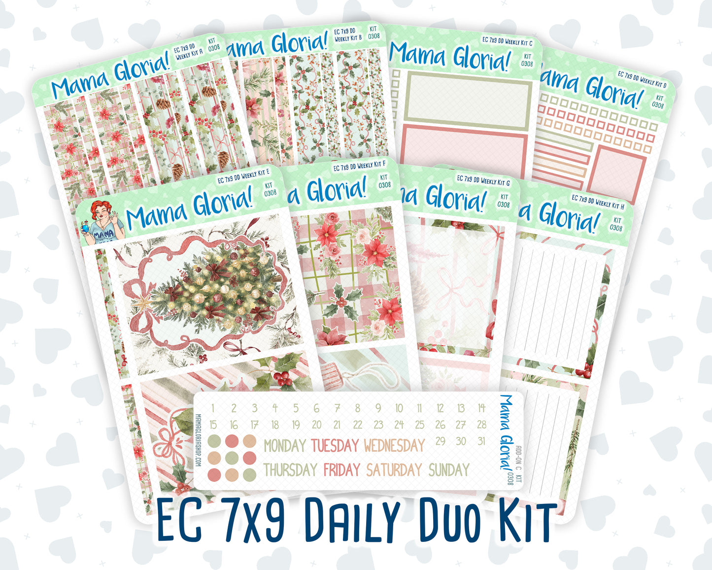 Kit 0308 - 7x9 - Daily Duo - Weekly Kit - December - Knit & Holly