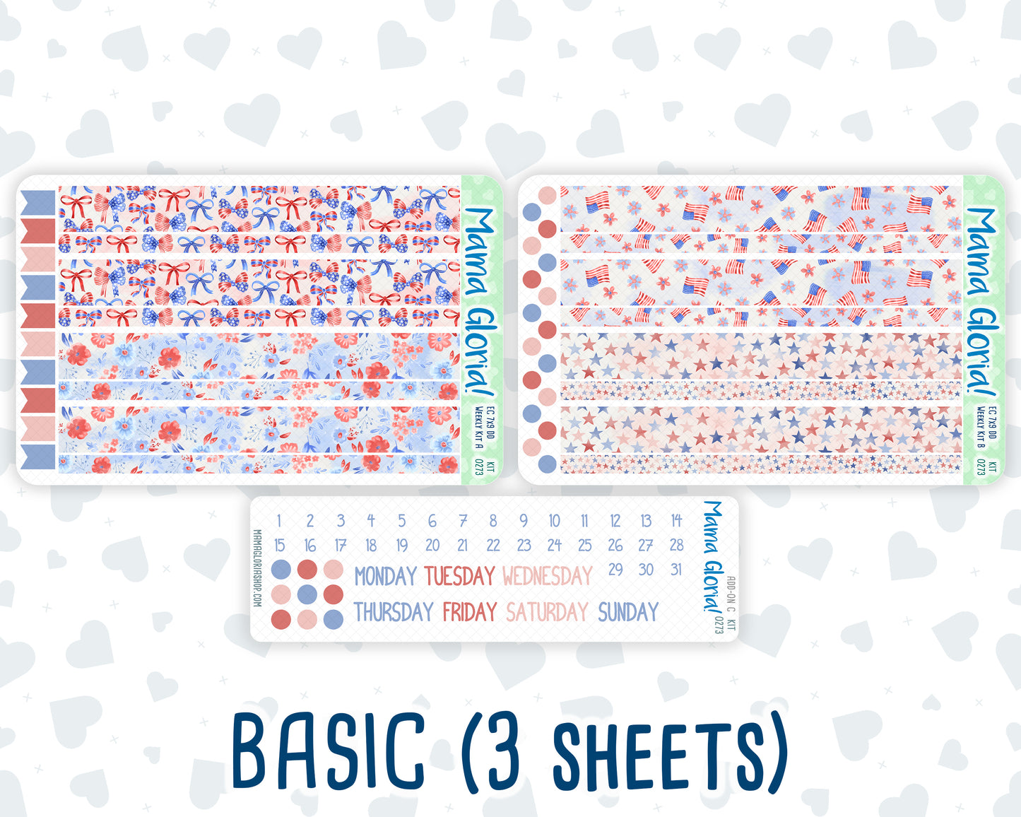 Kit 0273 - 7x9 - Daily Duo - Weekly Kit - July - Americana In Bloom
