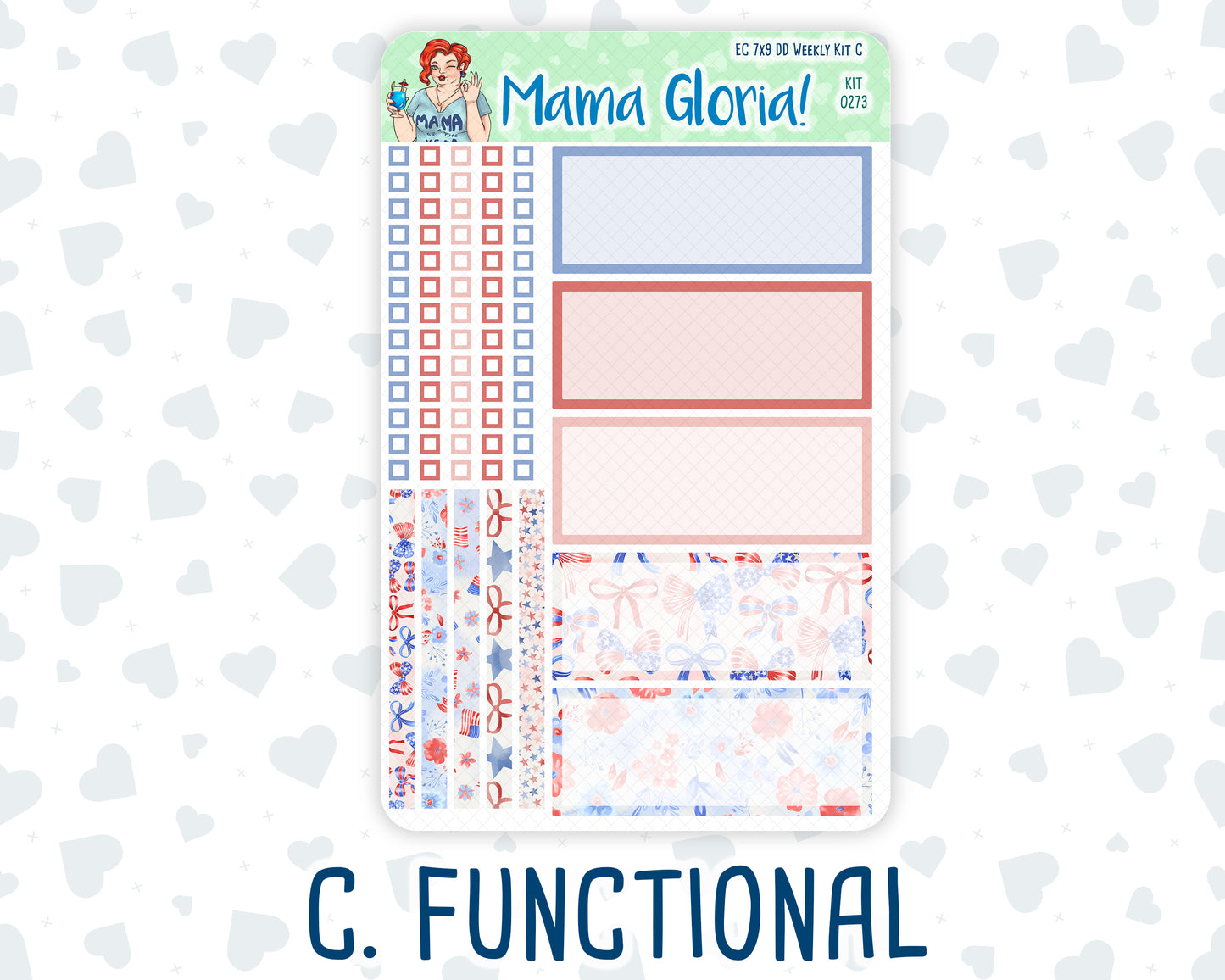 Kit 0273 - 7x9 - Daily Duo - Weekly Kit - July - Americana In Bloom