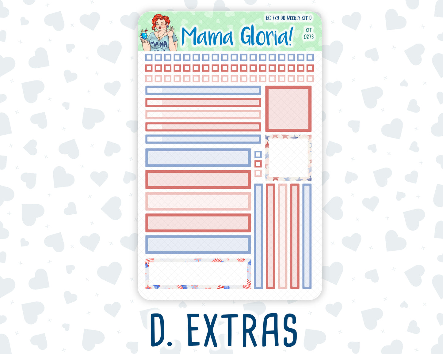 Kit 0273 - 7x9 - Daily Duo - Weekly Kit - July - Americana In Bloom