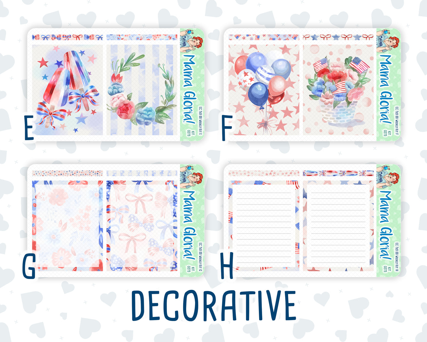 Kit 0273 - 7x9 - Daily Duo - Weekly Kit - July - Americana In Bloom