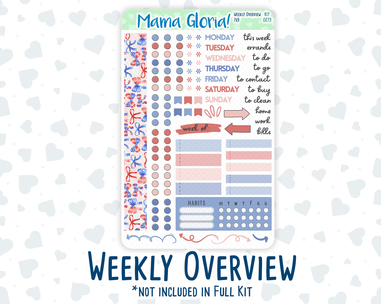 Kit 0273 - 7x9 - Daily Duo - Weekly Kit - July - Americana In Bloom