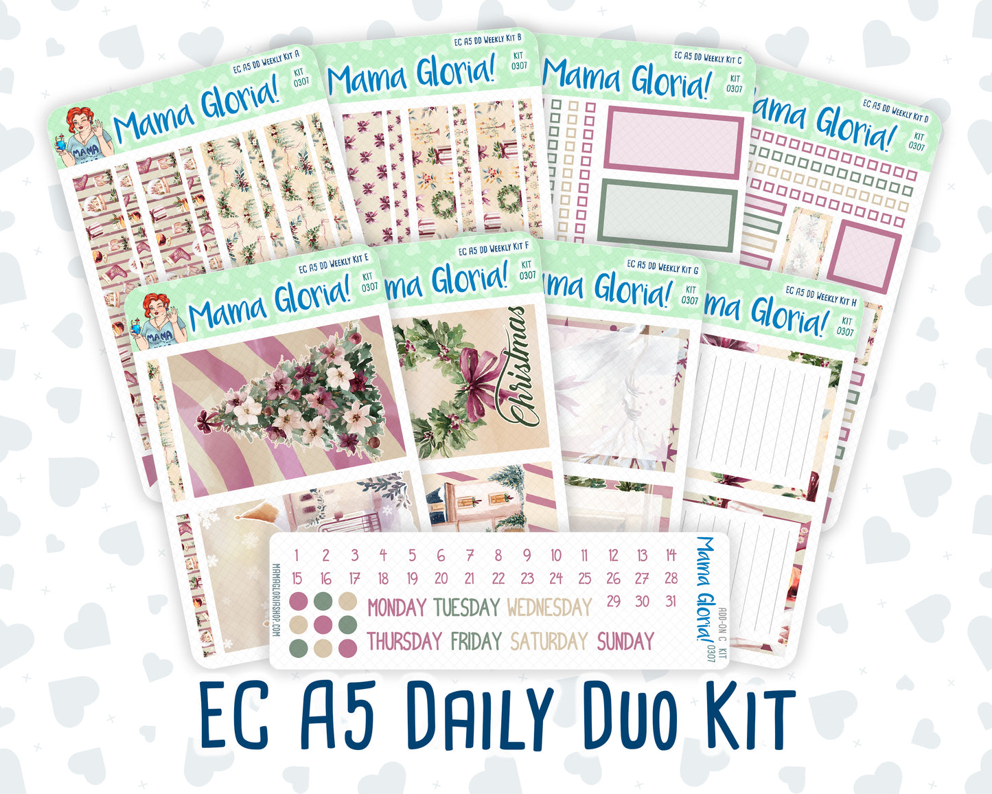 Kit 0307 - A5 - Daily Duo - Weekly Kit - December - Velvet Hearth