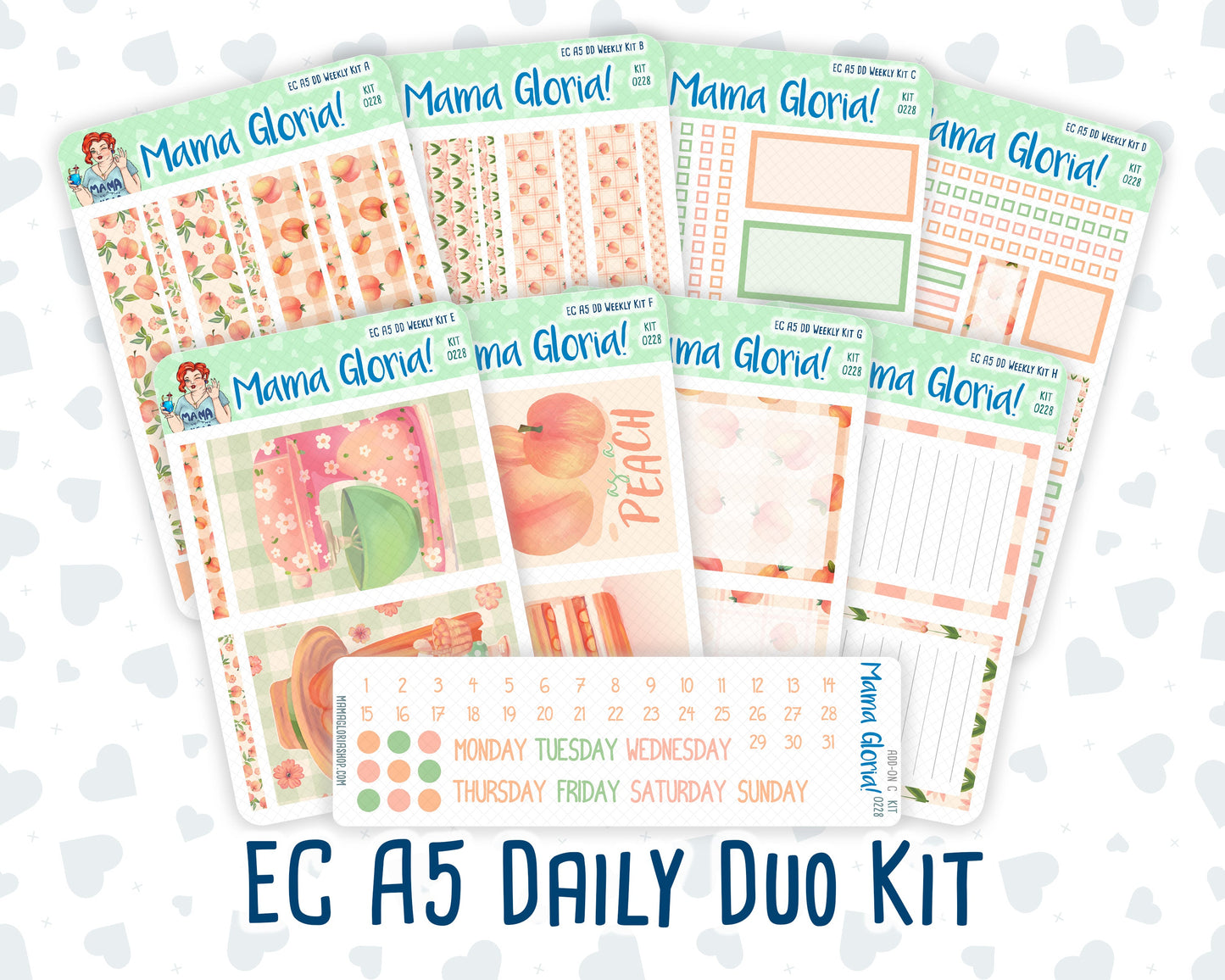 Kit 0228 - A5 - Daily Duo - Weekly Kit - August - Just Peachy