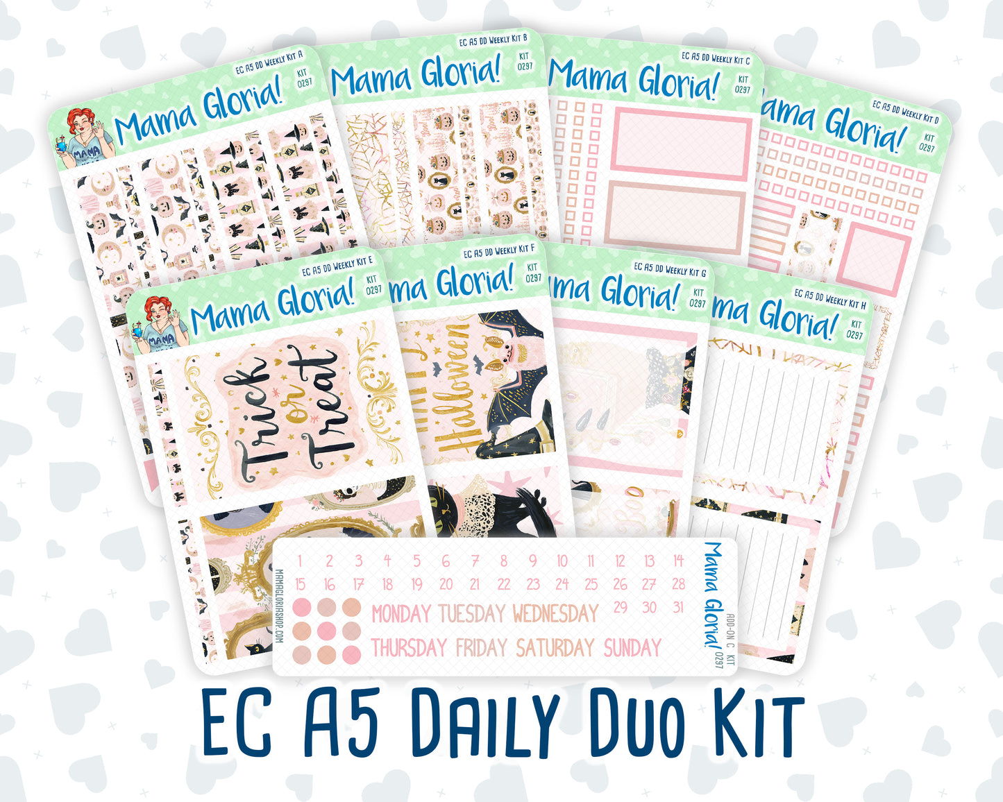 Kit 0297 - A5 - Daily Duo - Weekly Kit - October - Pink Spell