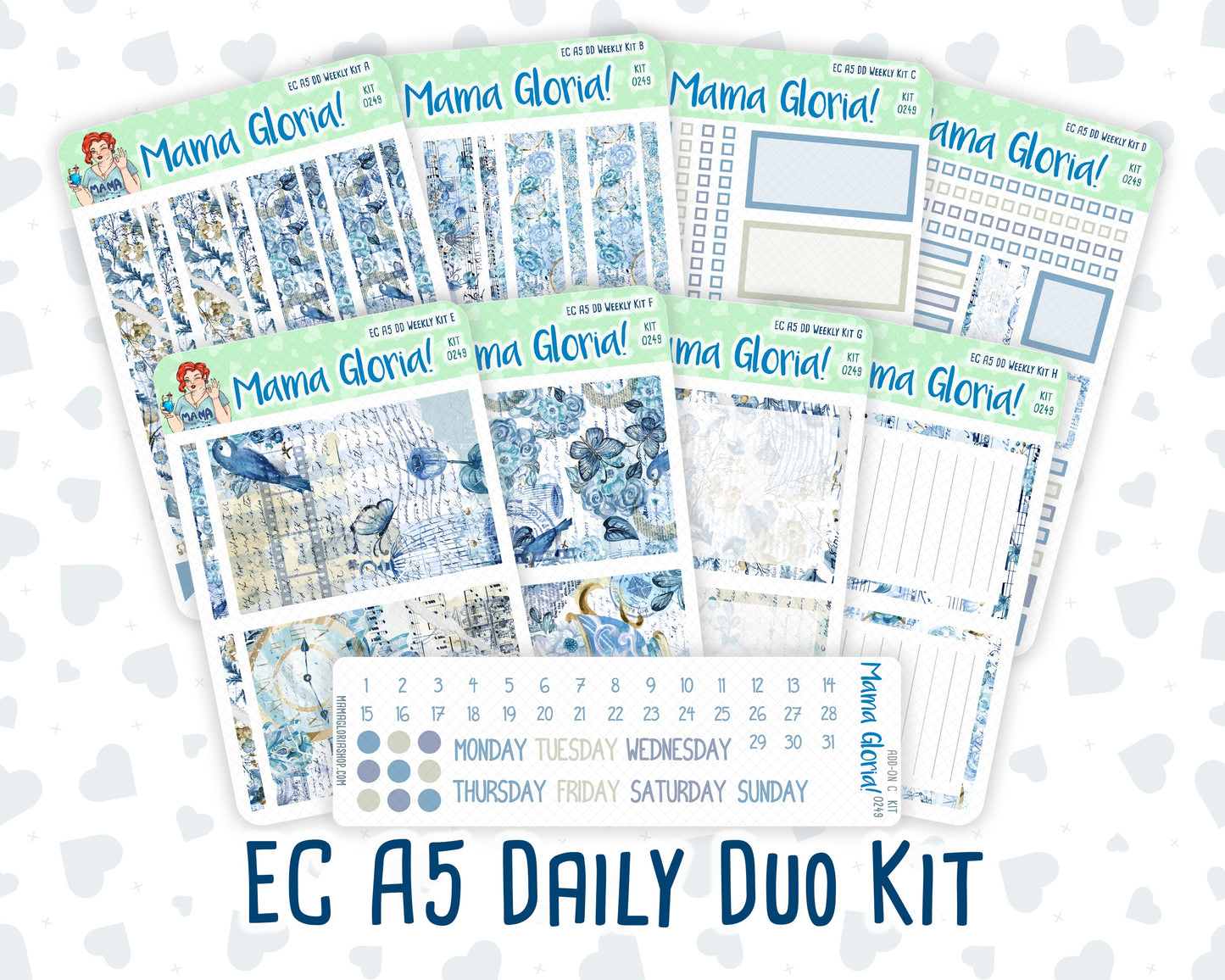 Kit 0249 - A5 - Daily Duo - Weekly Kit - January - Icy Lace