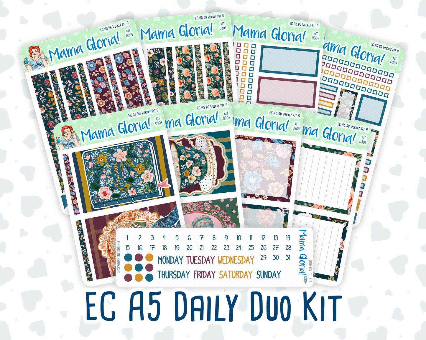 Kit 0304 - A5 - Daily Duo - Weekly Kit - November - Autumn In Bloom