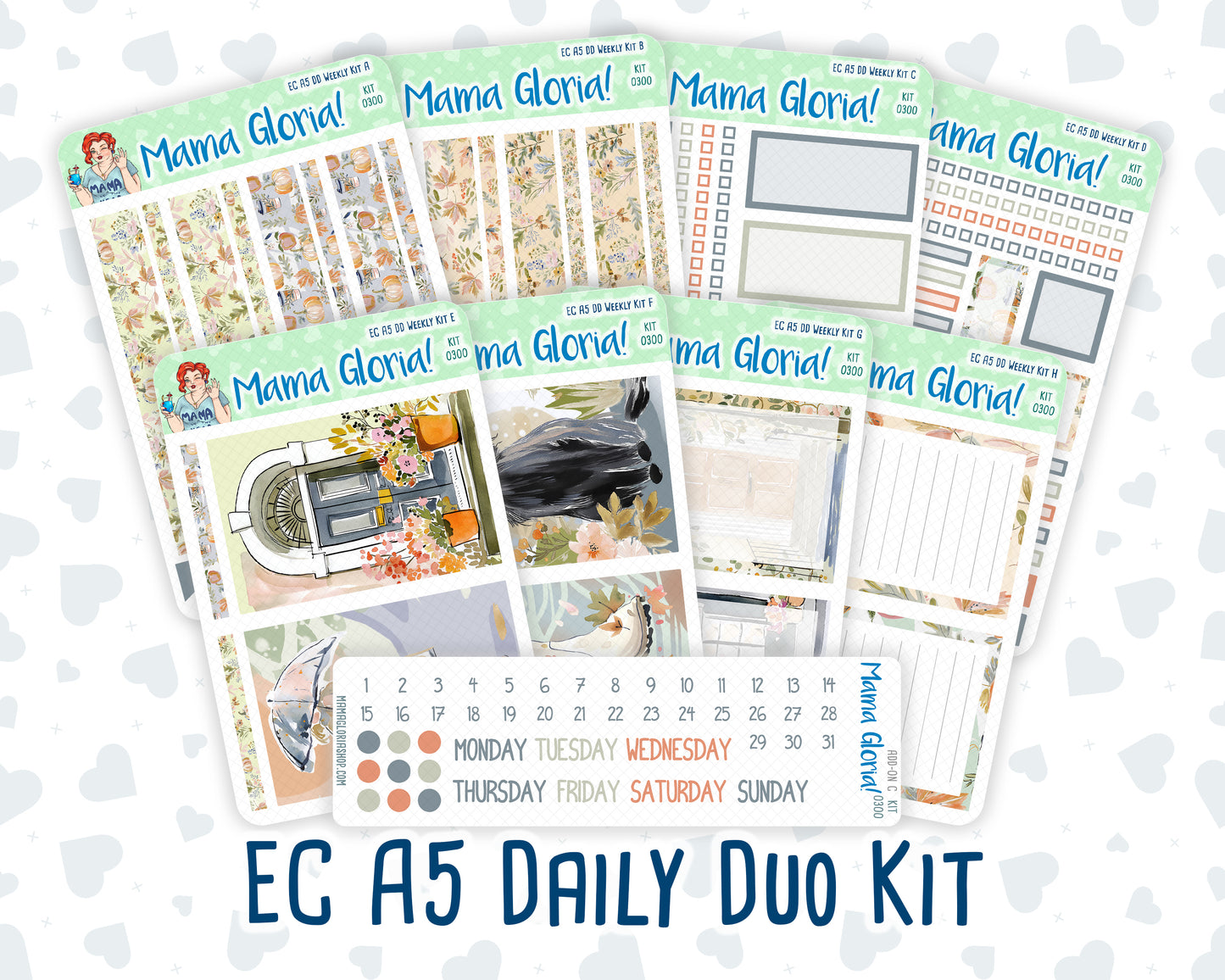 Kit 0300 - A5 - Daily Duo - Weekly Kit - October - Autumn Stroll