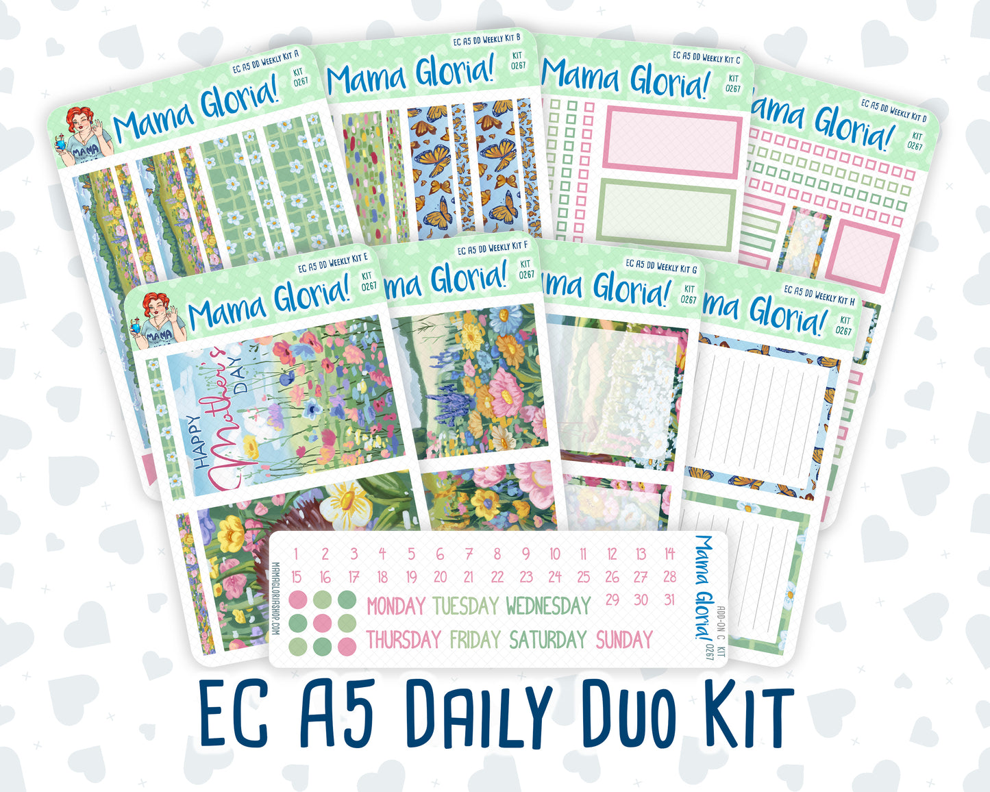 Kit 0267 - A5 - Daily Duo - Weekly Kit - May - Flowers For Mama