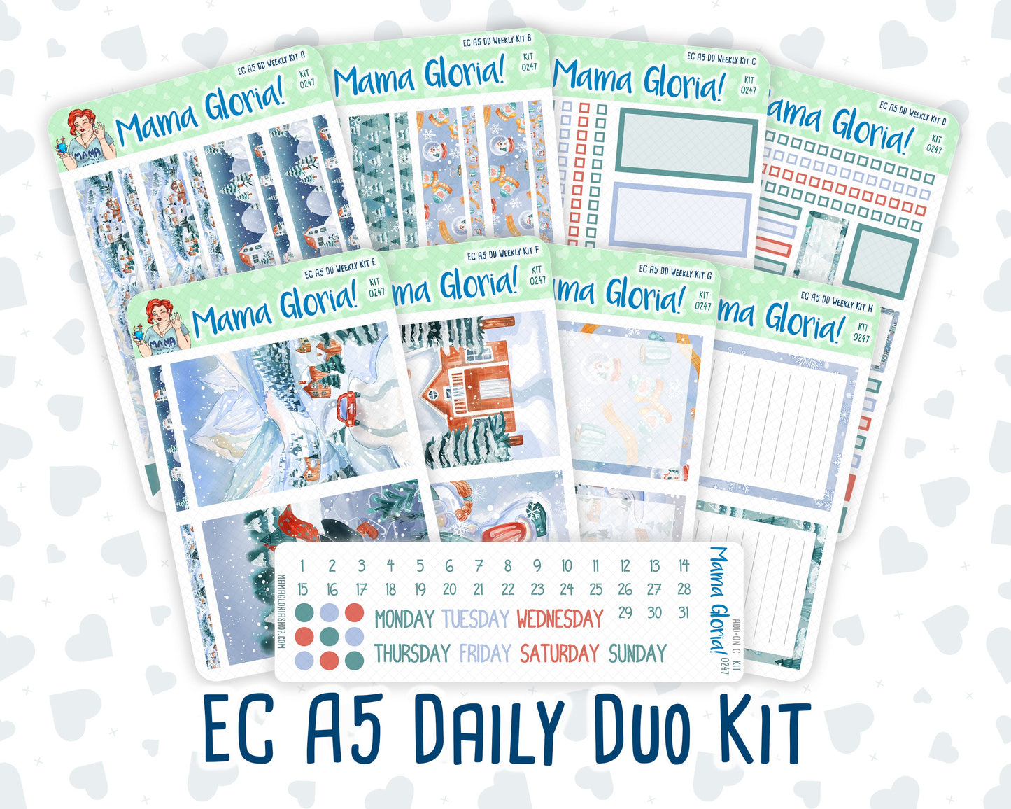 Kit 0247 - A5 - Daily Duo - Weekly Kit - December - Snow Day Adventures
