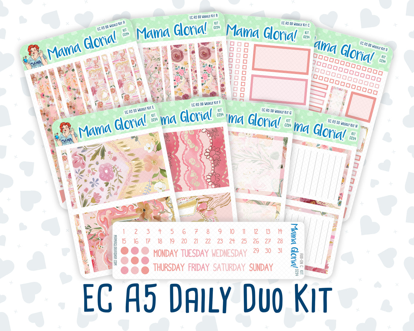 Kit 0294 - A5 - Daily Duo - Weekly Kit - September - Rosy Reveria