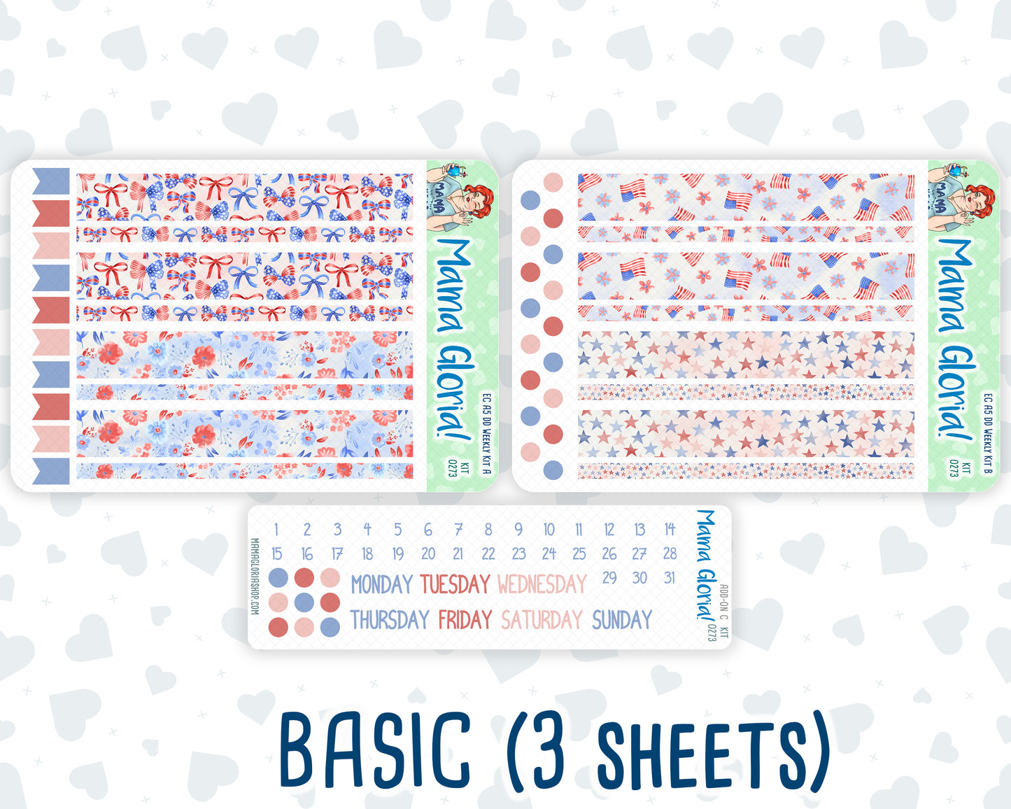 Kit 0273 - A5 - Daily Duo - Weekly Kit - July - Americana In Bloom