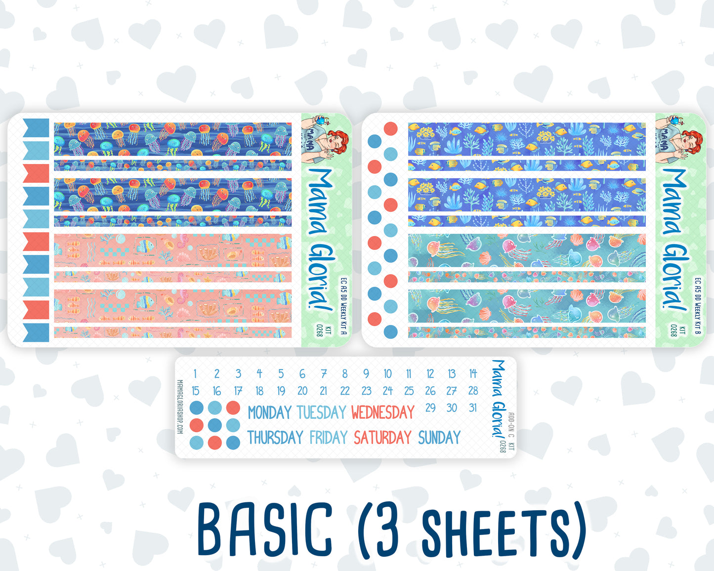Kit 0268 - A5 - Daily Duo - Weekly Kit - June - Sea Sweeties