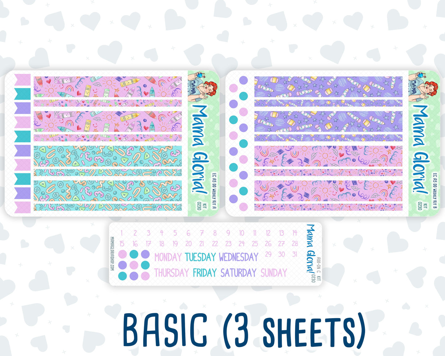 Kit 0230 - A5 - Daily Duo - Weekly Kit - August - School Daze