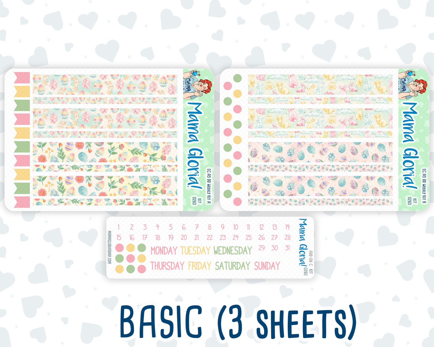 Kit 0260 - A5 - Daily Duo - Weekly Kit - April - Pastel Egg Hunt
