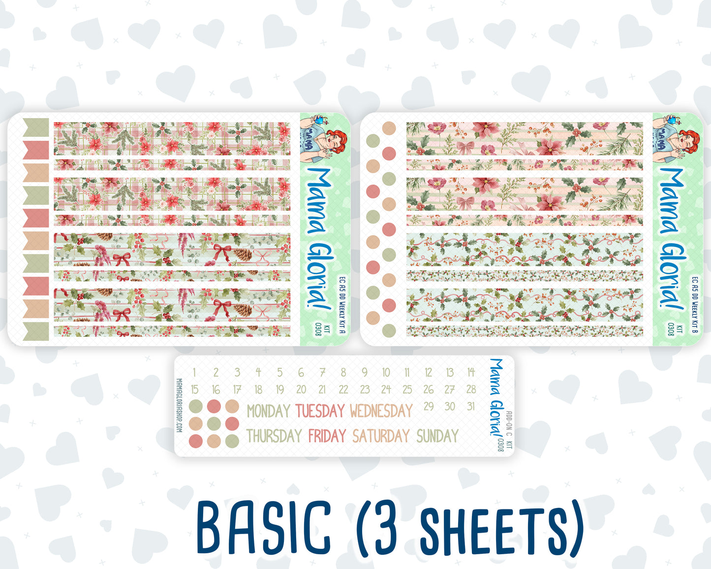 Kit 0308 - A5 - Daily Duo - Weekly Kit - December - Knit & Holly