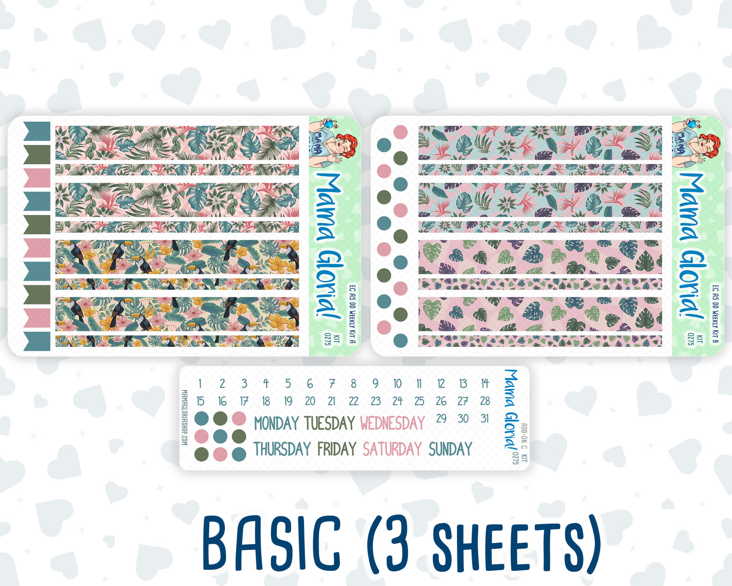 Kit 0275 - A5 - Daily Duo - Weekly Kit - July - Tropical Safari Blush